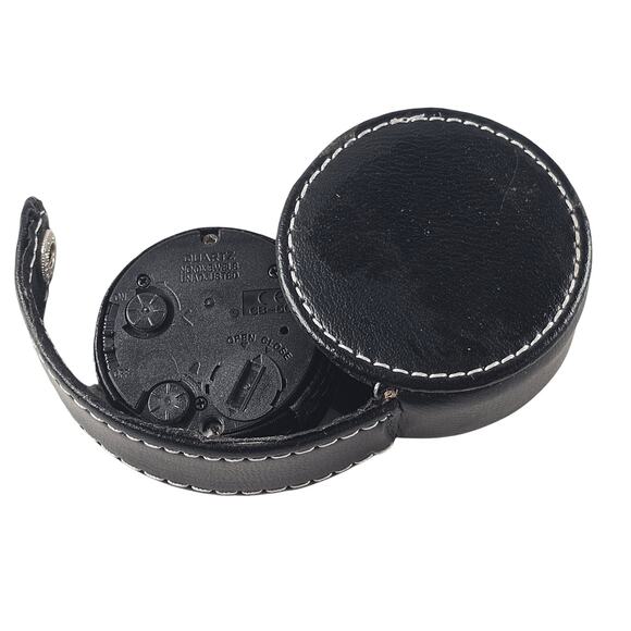 Guess Quartz Travel Alarm Clock Black Faux Leather Case Snap Closure Portable - Picture 8 of 9